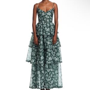V. Chapman Green Floral Maxi Dress